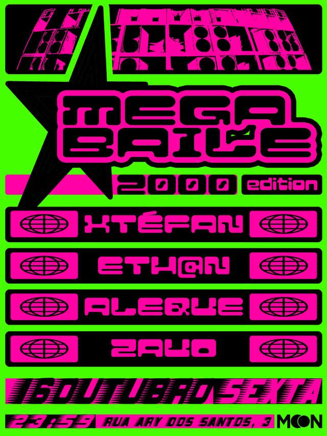 Flyer do MEGA BAILE 16.10.26 — 2000 Edition